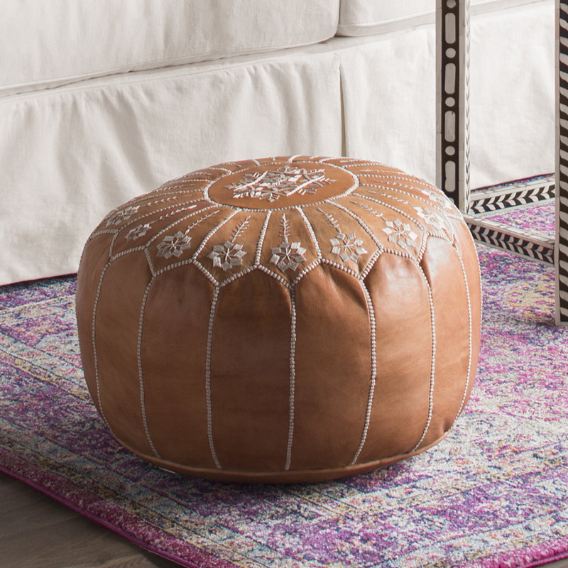 Casablanca Market Moroccan Embroidered Leather Ottoman & Reviews Wayfair